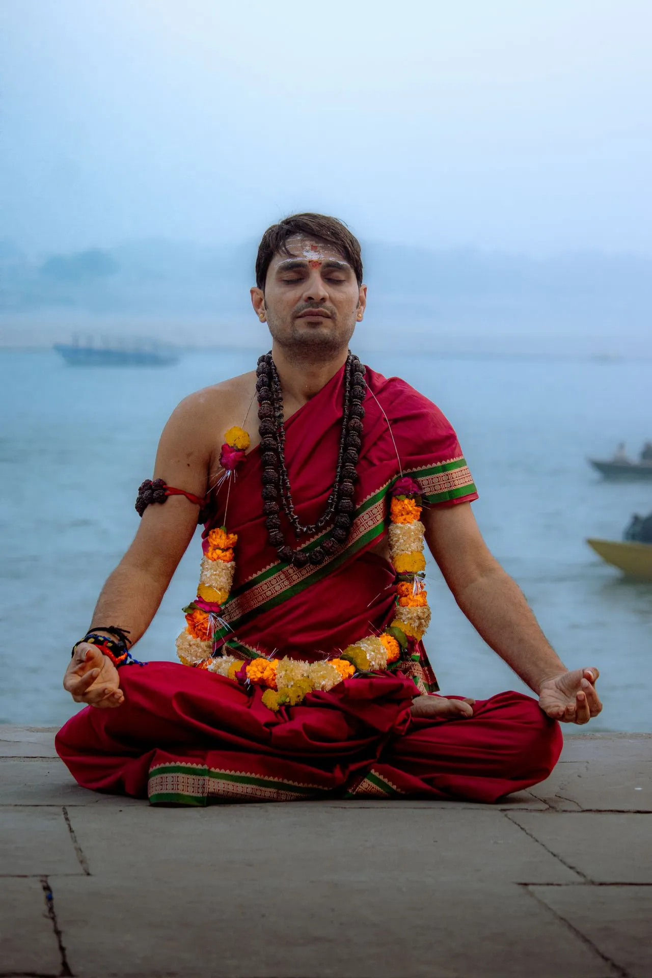 Placeholder image for Meditation & Yoga Nidra: indigo to saffron gradient with the Voice of Yogi lotus